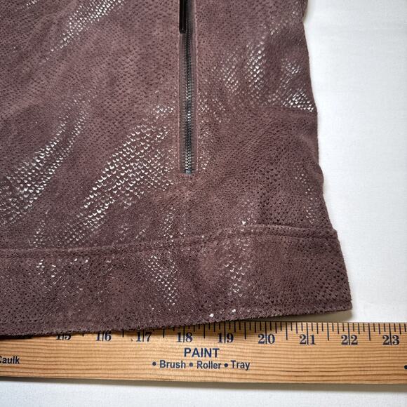 Terry Lewis Leather Jacket Womens 1X Brown Shiny Animal Print Classic Luxuries - Picture 6 of 13